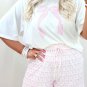 Pink Bow Knot Print Loose Fit Two Piece Casual Lounge Set