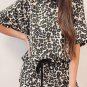 Black Cheetah Printed Casual Tee and Shorts Lounge Set