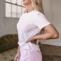 White MAMA Printed Tee and Plaid Shorts Lounge Set
