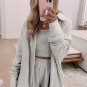 Gray 3 Pcs Crop Tank Top Shorts with Cardigan Lounge Set