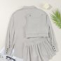 Gray 3 Pcs Crop Tank Top Shorts with Cardigan Lounge Set