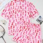 Pink Western Cowgirl Boots Printed Shirt Ruffled Shorts Pajama Set