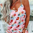 Multicolour Floral V Neck Cami Top and Ruffled Shorts Lounge Set