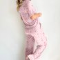 Pink Bow Knot Polka Dot Print Short Sleeve Top Lounge Set