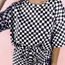 Black Checkered Top and Short Casual 2pcs Set