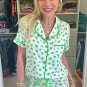 Green Clover Printed Short Sleeve and Ruffled Shorts Pajama Set
