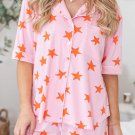 Pink Stars Short Sleeve Shirt and Shorts Bamboo Pajama Set