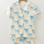 Yellow Bow Printed Short Sleeve Shirt Shorts Pajama Set