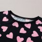 Black Valentine Heart Shape Print Long Sleeve Top Shorts Lounge Set