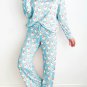 Sky Blue Santa Claus Striped Print Loose Fit Two Piece Lounge Set