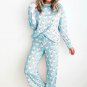 Sky Blue Santa Claus Striped Print Loose Fit Two Piece Lounge Set