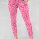 Pink Leopard Print Ankle-length High Waist Skinny Pants