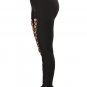 Black Grommet Lace Up Front Leggings