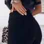 Black Rib Knit High Waist Slit Leggings