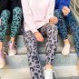 Blue Classic Leopard Print Active Leggings
