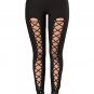 Black Grommet Lace Up Front Leggings