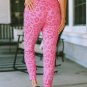 Pink Leopard Print Ankle-length High Waist Skinny Pants