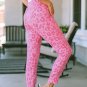 Pink Leopard Print Ankle-length High Waist Skinny Pants