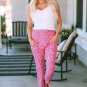 Pink Leopard Print Ankle-length High Waist Skinny Pants