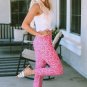 Pink Leopard Print Ankle-length High Waist Skinny Pants