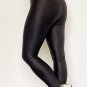 Black Crossed Dip Waist Sleek Leather Leggings