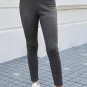 Dark Grey Fleece Lined Thermal Knit Ankle High Waist Leggings