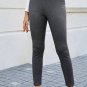 Dark Grey Fleece Lined Thermal Knit Ankle High Waist Leggings