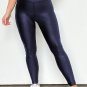 Navy Blue Crossed Dip Waist Sleek Leather Leggings