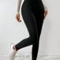 Black Crossed Waist Seamed Leg Thermal Leggings