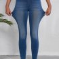 Blue Skinny Elastic Waist Ankle Length Mid Waist Jeggings with Pockets