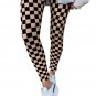 Khaki Checkered Pattern High Waist Skinny Leggings