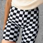 Black Checkerboard Printed High Waist Biker Shorts