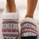 White Snowflake Pattern Knitted Plush Home Slippers