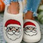 White Christmas Santa Clause Graphic Plush Slippers