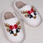 White Christmas Cartoon Pattern Plush Slippers