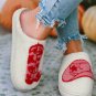 Racing Red Western Graphic Embroidered Sherpa Home Slippers
