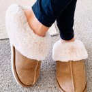 Camel Plush Suede Winter Home Slippers