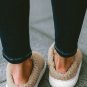 Pale Khaki Two-tone Knitted Warm Homewear Slippers