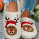 White Christmas Deer Home Indoor Plush Slippers
