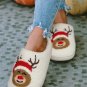 White Christmas Deer Home Indoor Plush Slippers