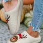 White Christmas Deer Home Indoor Plush Slippers