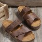 Brown Braided Detail Criss Cross Platform Slippers