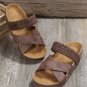 Brown Braided Detail Criss Cross Platform Slippers