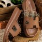 Chestnut Cutout Design Open Toe Platform Slippers