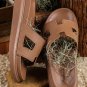 Chestnut Cutout Design Open Toe Platform Slippers
