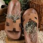 Chestnut Cutout Design Open Toe Platform Slippers
