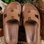Chestnut Cutout Design Open Toe Platform Slippers