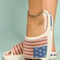 White Rhinestone American Flag Thick Sole Slippers