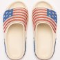 White Rhinestone American Flag Thick Sole Slippers