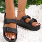 Black Double-buckle EVA Slippers